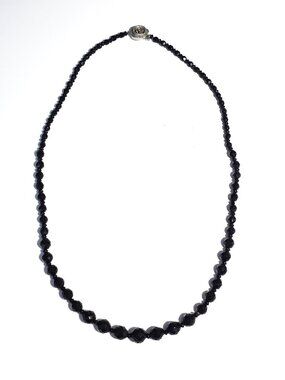 French Jet & 800 silver graduated bead necklace